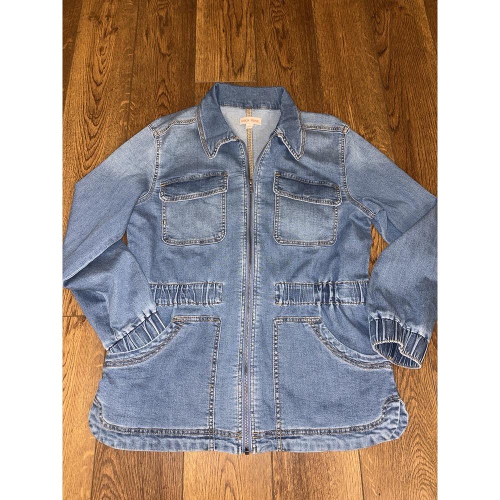 Knox Rose Jacket Womens Large Blue Utility Barn Chore Denim Full Zip Pockets
